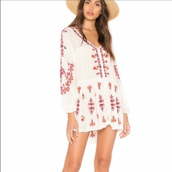 Free People Tops - Free People Arianna Boho Embroidered Ivory Tunic